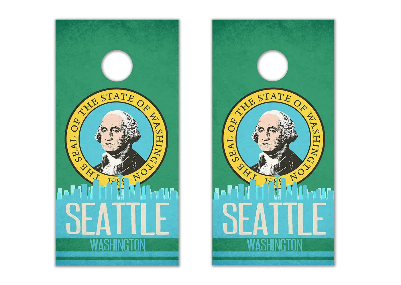 Seattle State Flag Skyline