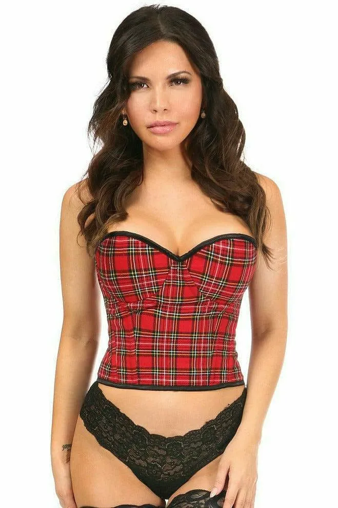 Sexy Red Plaid Underwire Bustier