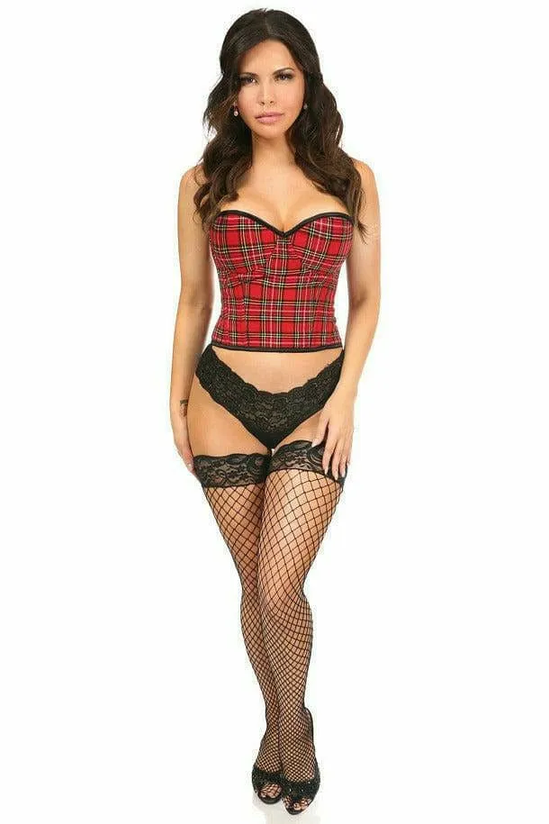Sexy Red Plaid Underwire Bustier