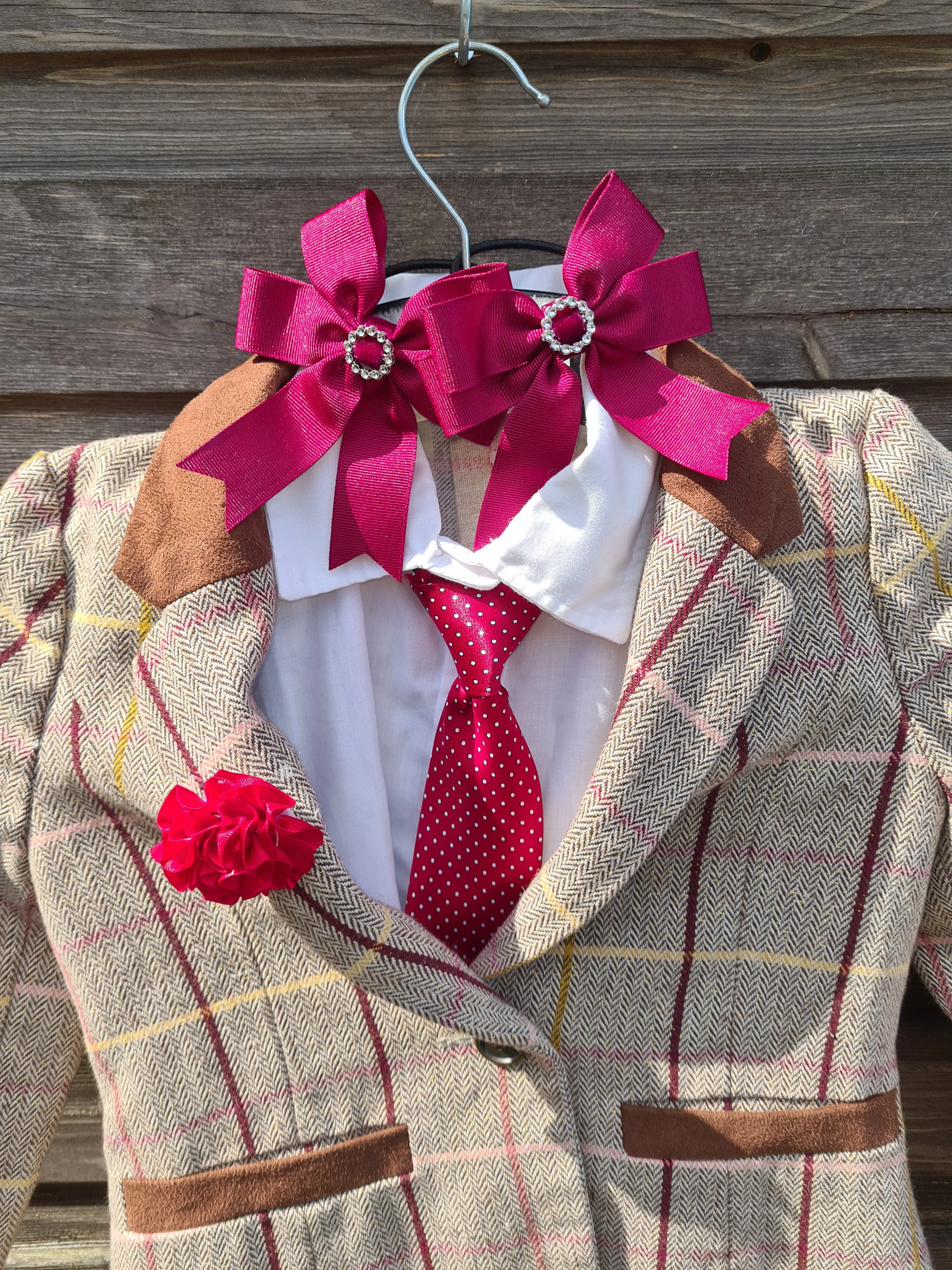 Showing Bundle, starter set glittery tweed jacket, shirt and tie set, age 5-6