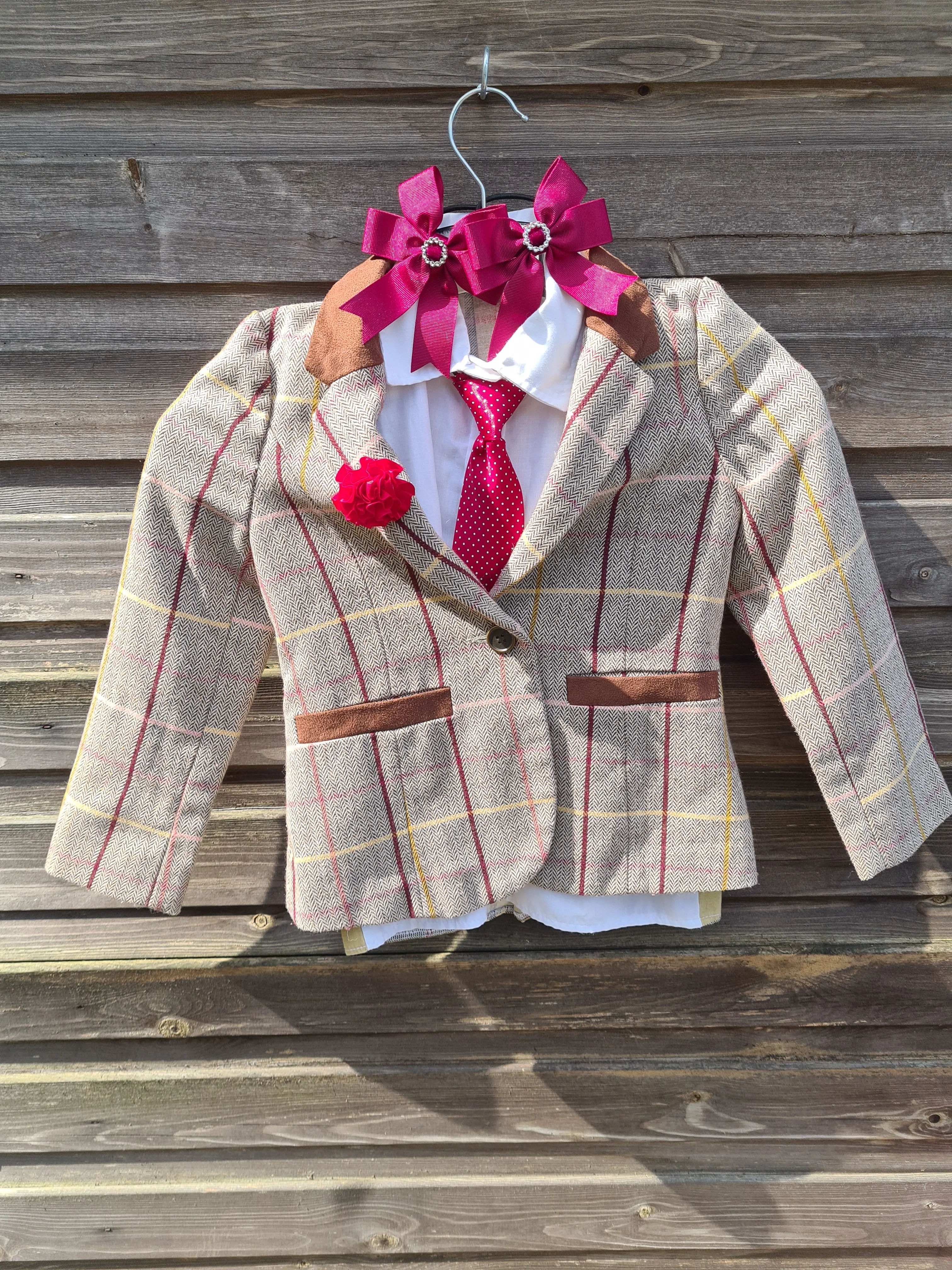 Showing Bundle, starter set glittery tweed jacket, shirt and tie set, age 5-6