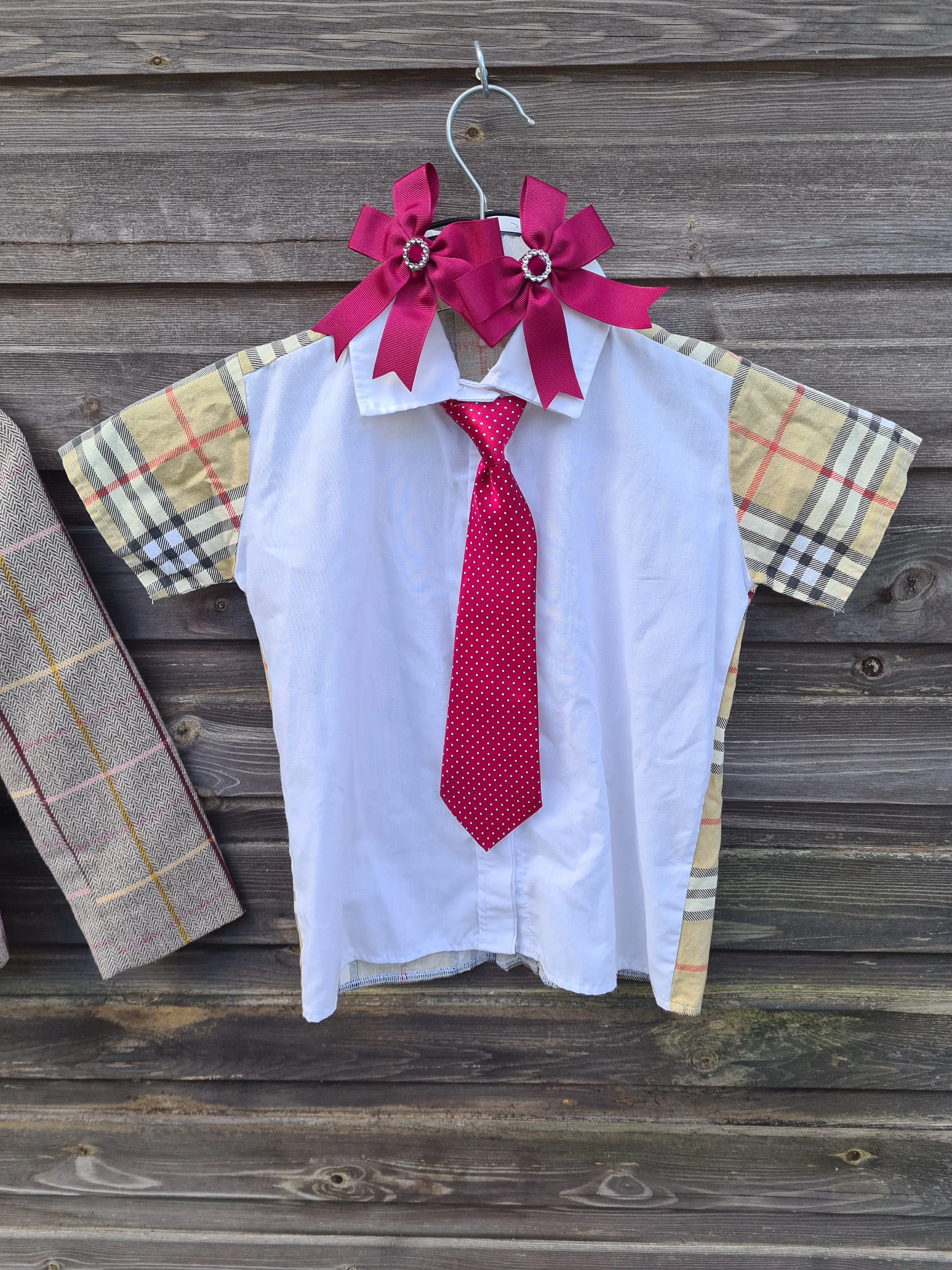 Showing Bundle, starter set glittery tweed jacket, shirt and tie set, age 5-6