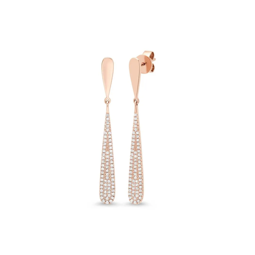 Shy Creation Pave Diamond Elongated Drop Earrings
