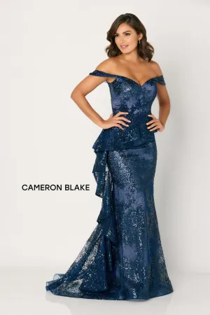 Side Ruffle Off Shoulder Gown