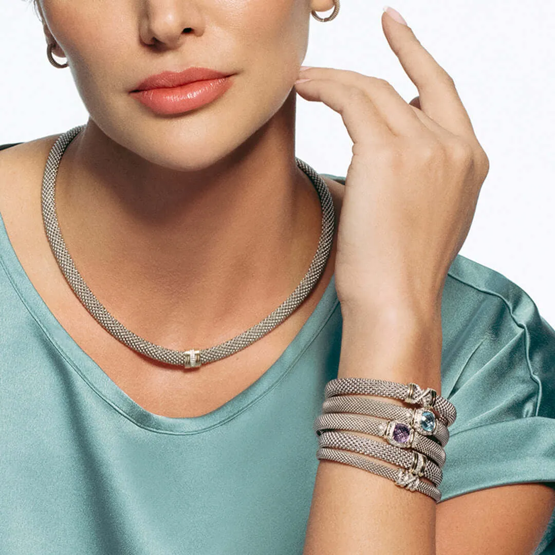 Silver, 18K Gold & Diamond Prosecco Necklace