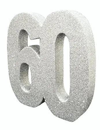 Silver Glitter Number Table Decoration