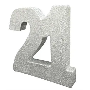 Silver Glitter Number Table Decoration