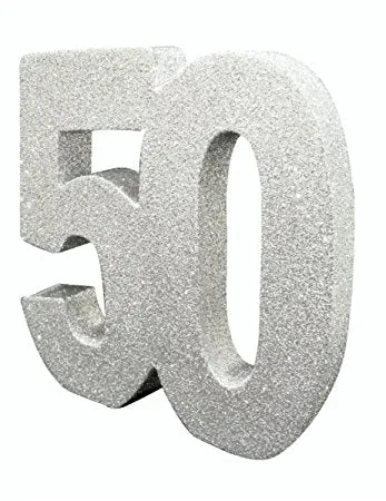 Silver Glitter Number Table Decoration
