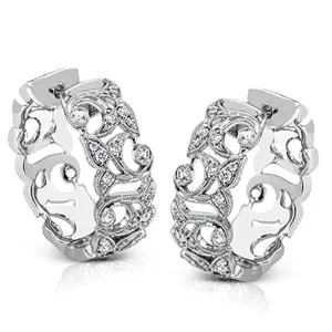 Simon G. Filigree Diamond "Garden" Hoop Earrings