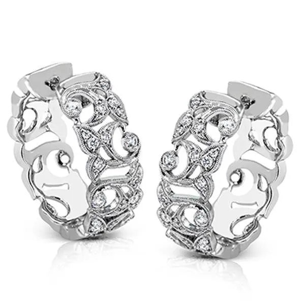Simon G. Filigree Diamond "Garden" Hoop Earrings