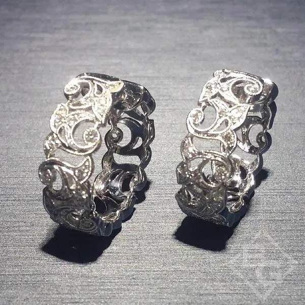 Simon G. Filigree Diamond "Garden" Hoop Earrings