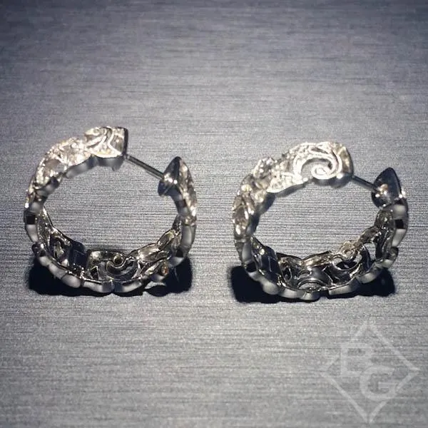 Simon G. Filigree Diamond "Garden" Hoop Earrings