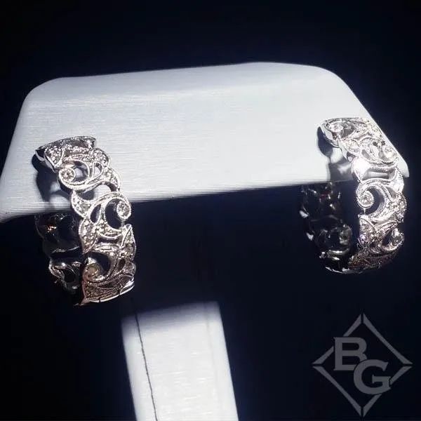 Simon G. Filigree Diamond "Garden" Hoop Earrings