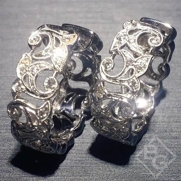 Simon G. Filigree Diamond "Garden" Hoop Earrings