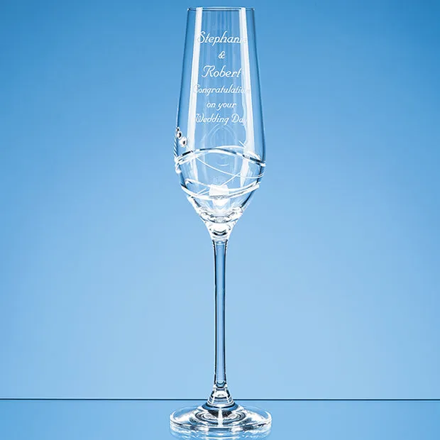 Single Diamante Champagne Flute with Modena Spiral Cutting
