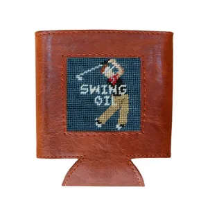 SMATHERS & BRANSON SWING OIL NEEDLEPOINT CAN COOLER