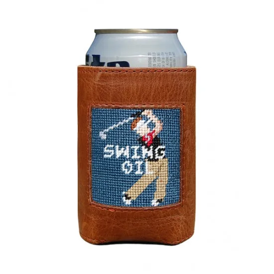 SMATHERS & BRANSON SWING OIL NEEDLEPOINT CAN COOLER