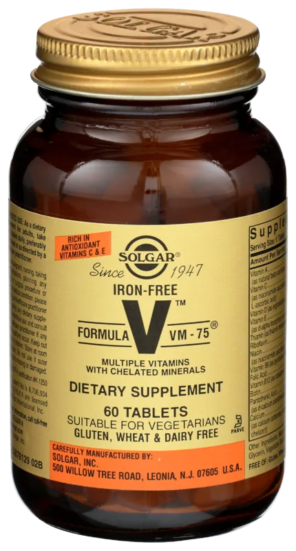 Solgar Iron-Free Formula VM-75 Tablets 60 Tabs
