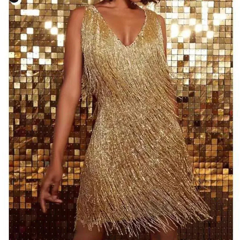 Sparkle Belle™ | Women's Sparkling Tassel Dress | Elegant Party Wear, Lightweight Fabric, Flattering Fit