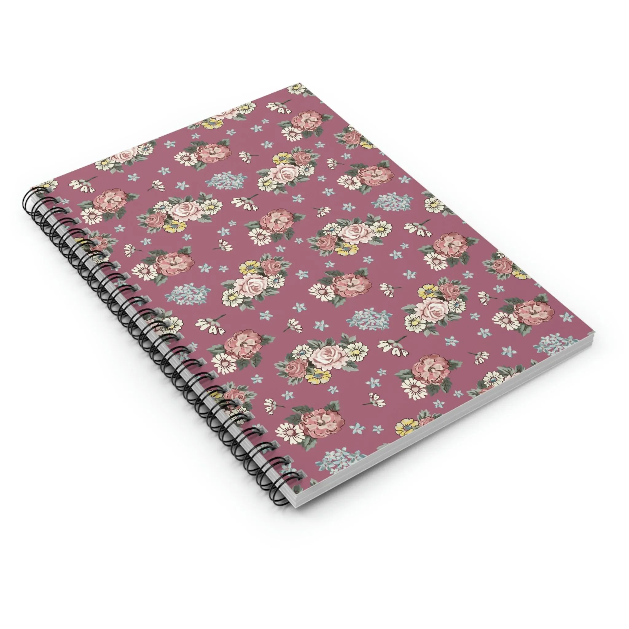 Spiral Notebook - Ruled Line / berry floral