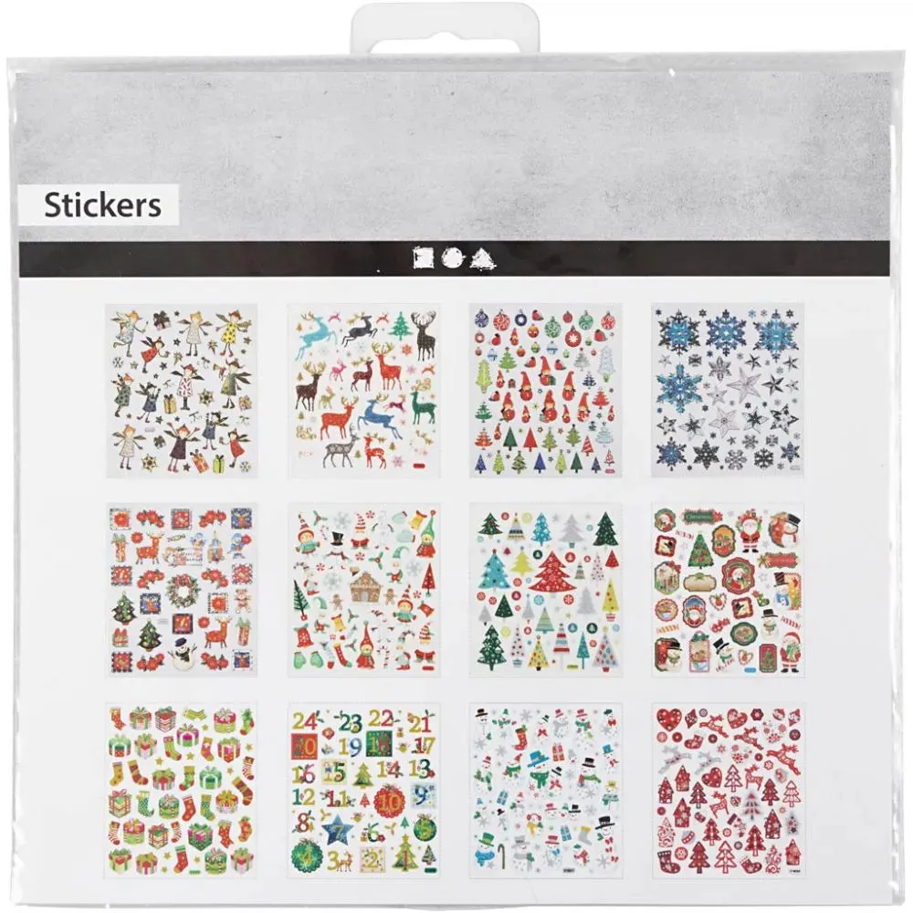 Sticker Booklets Self-Adhesive Christmas Assorted 12 Sheets Glitter Kids