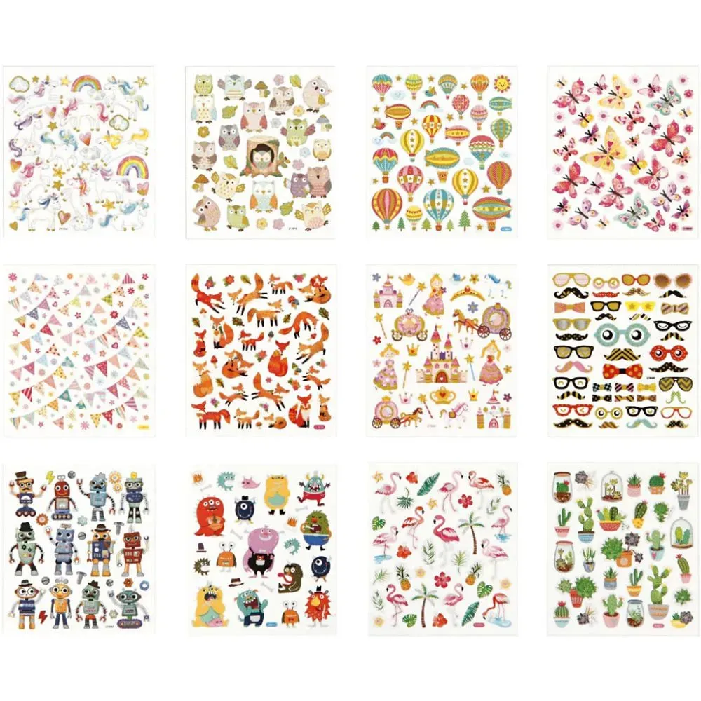 Sticker Booklets Self-Adhesive Christmas Assorted 12 Sheets Glitter Kids