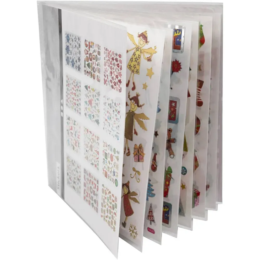 Sticker Booklets Self-Adhesive Christmas Assorted 12 Sheets Glitter Kids