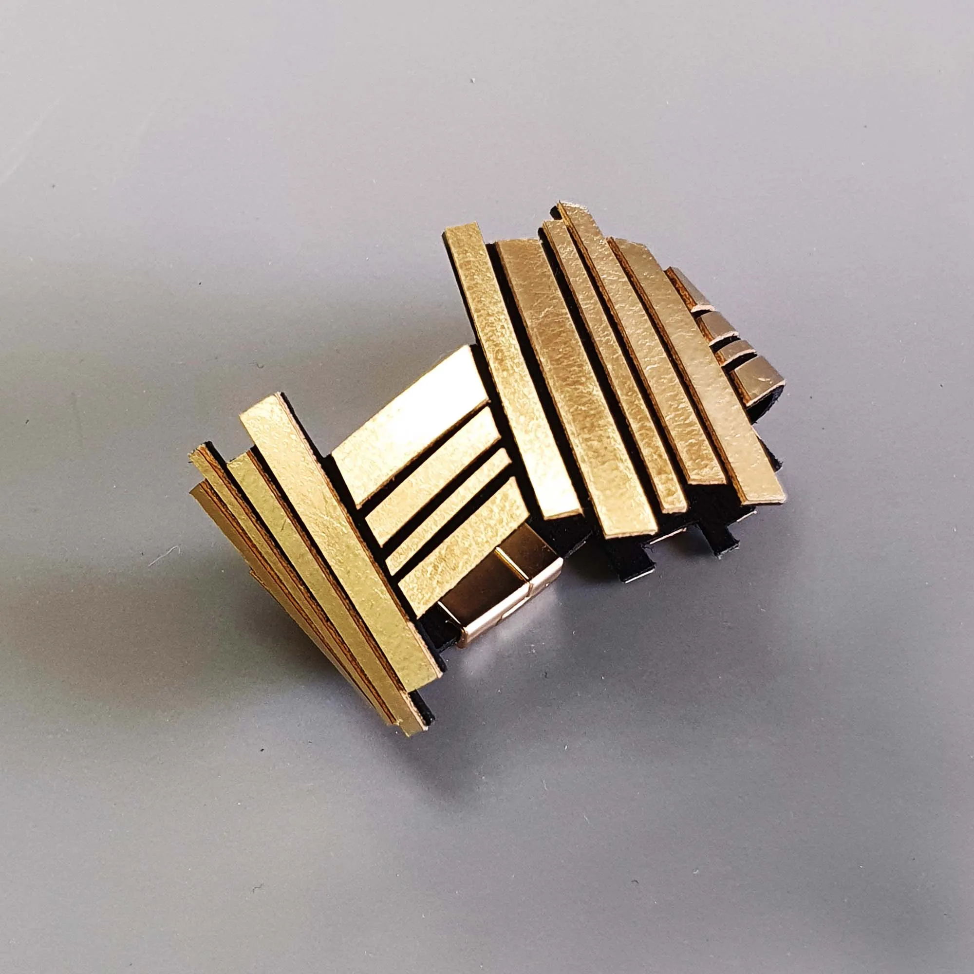 Stix Silver leather cuff bracelet