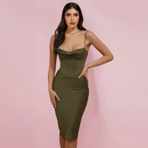 Strappy Sleeveless Striped Midi Bodycon Dress