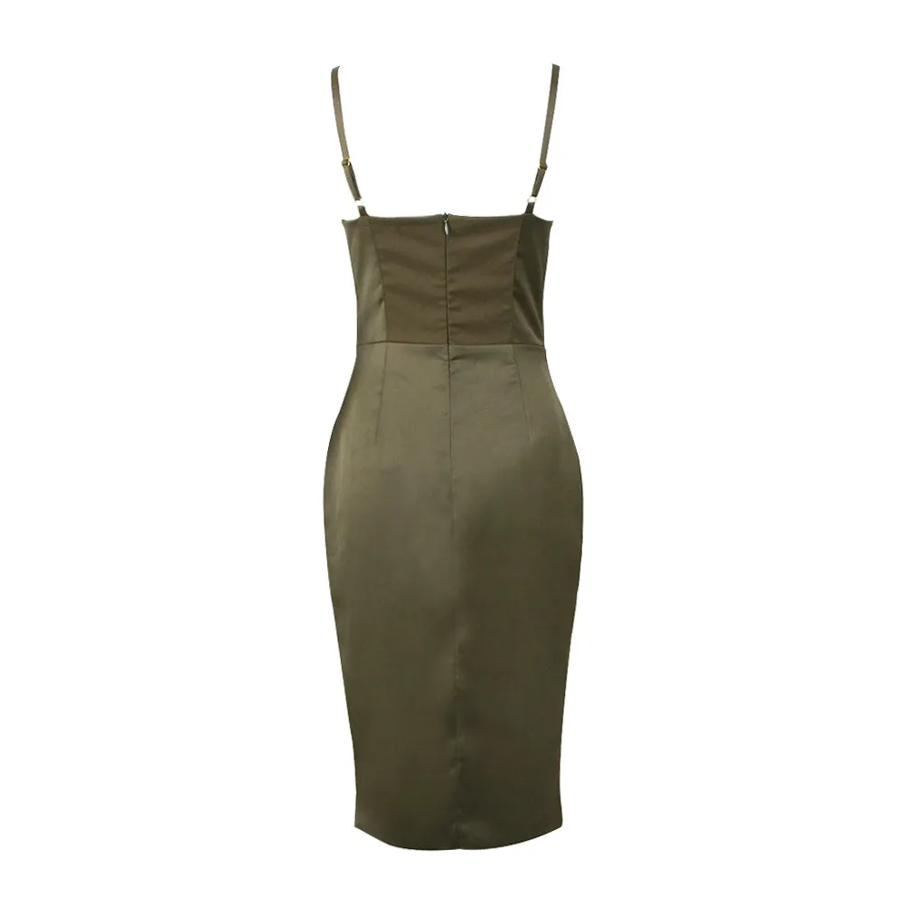 Strappy Sleeveless Striped Midi Bodycon Dress