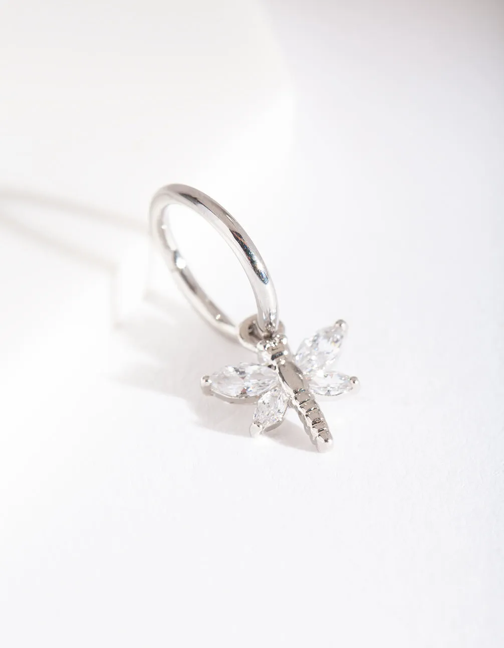 Surgical Steel Dragonfly Charm Clicker Earring