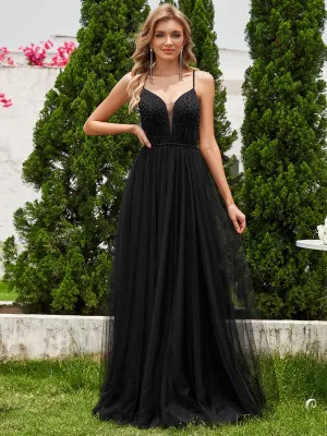 Taree black beaded tulle ball gown s8-10 Express NZ wide