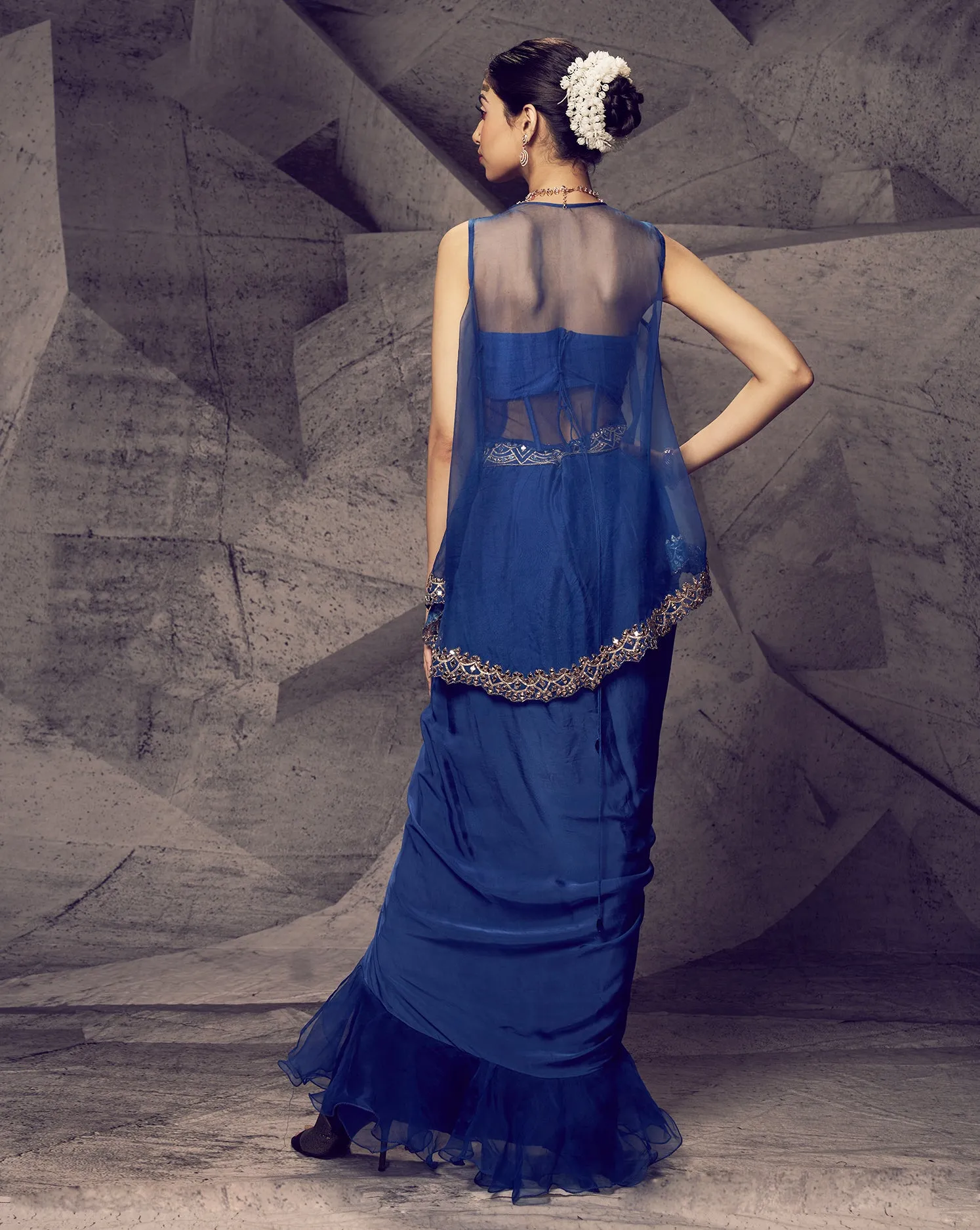 The Anant Blue Corset Dhoti