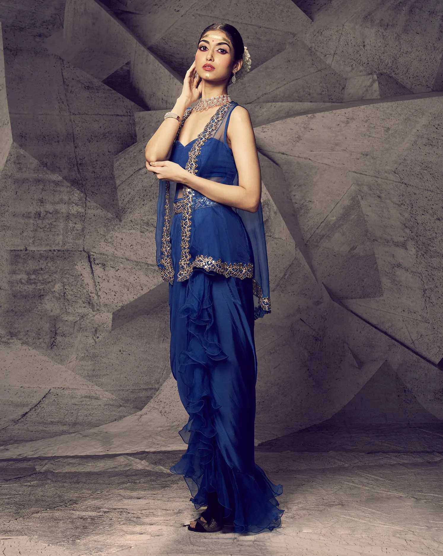 The Anant Blue Corset Dhoti