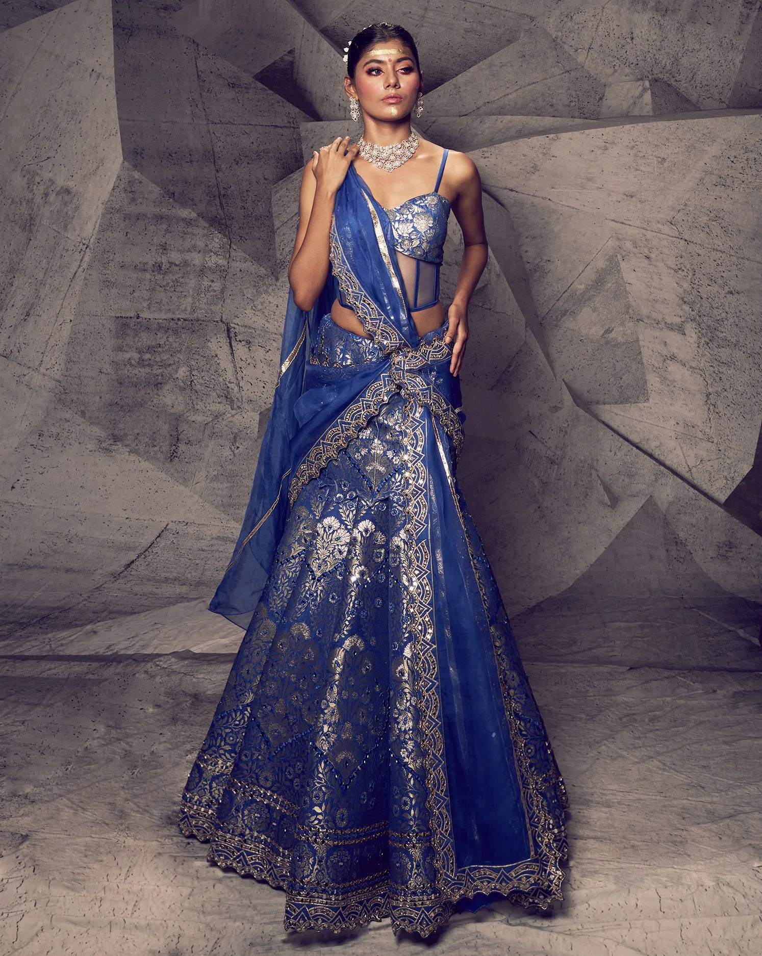 The Anant Blue Corset Lehenga