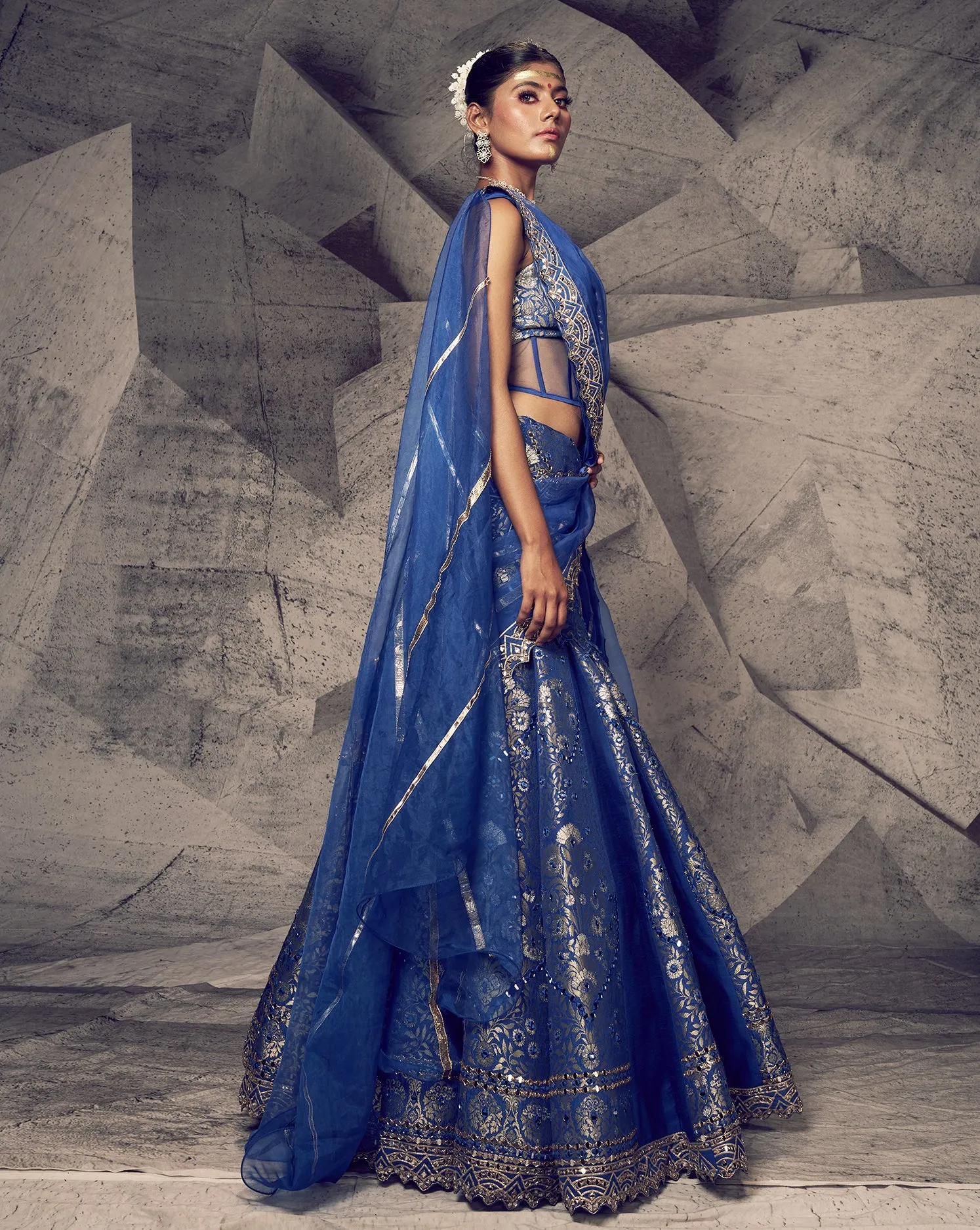 The Anant Blue Corset Lehenga