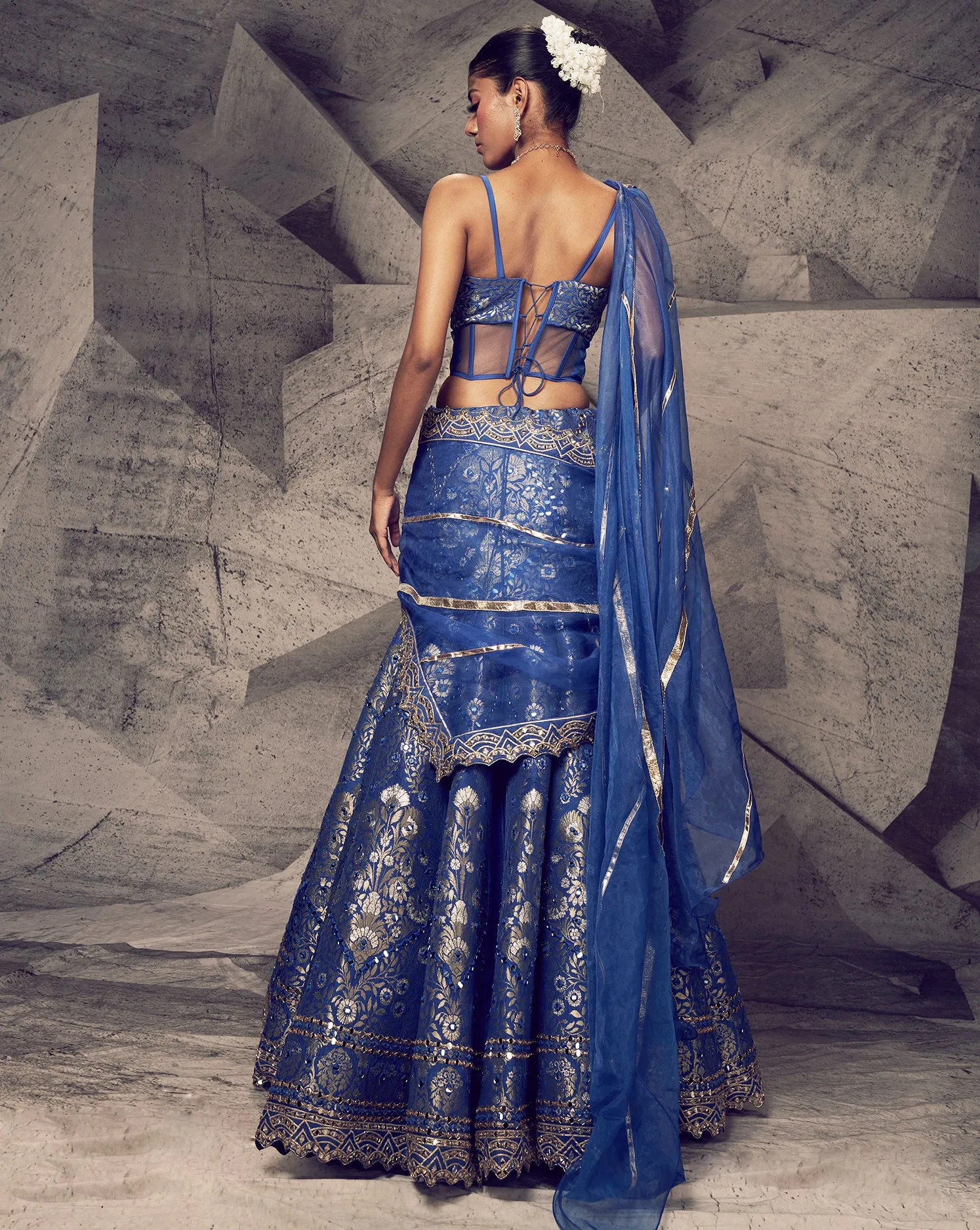 The Anant Blue Corset Lehenga