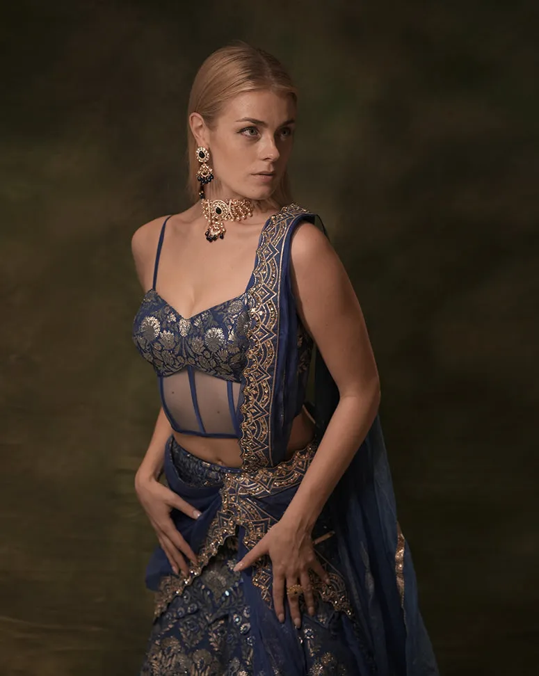 The Anant Blue Corset Lehenga