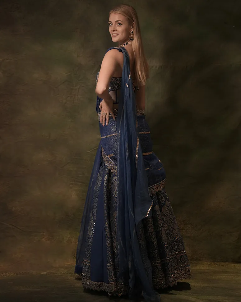 The Anant Blue Corset Lehenga