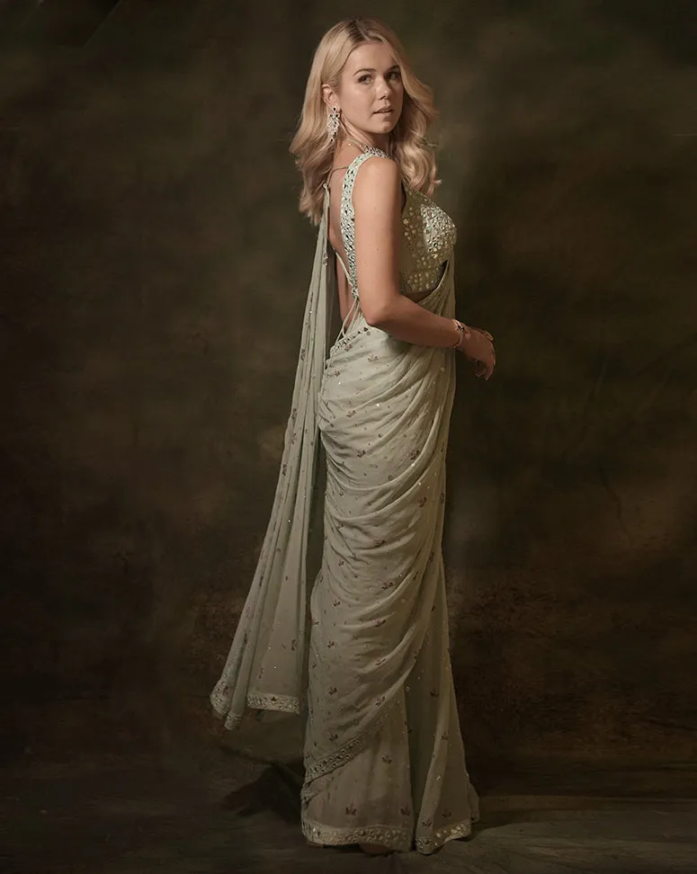 The Celadon Jacket Sari