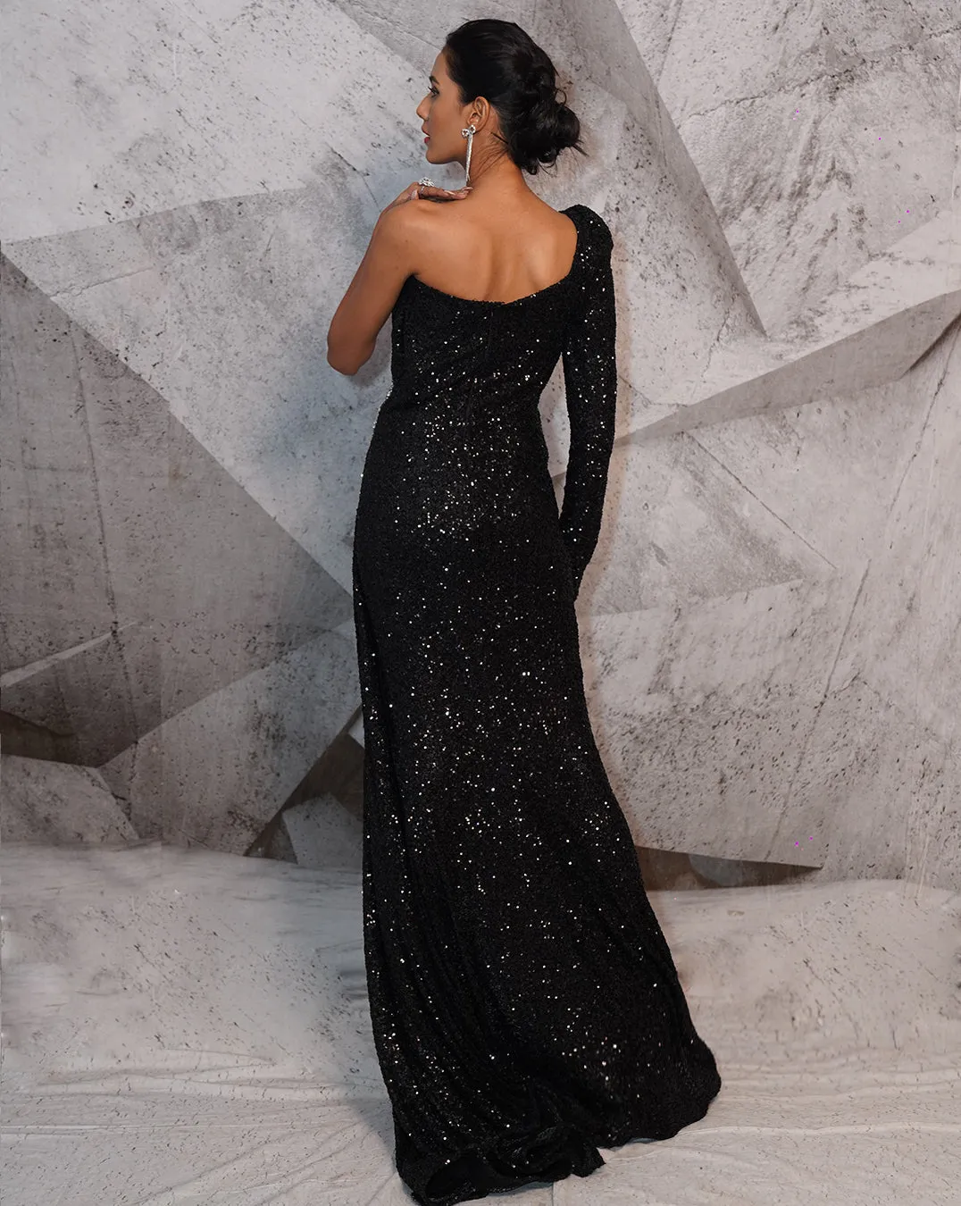 The corset sequins black gown