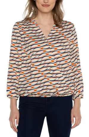 The Danae Geo Print Surplice Blouse