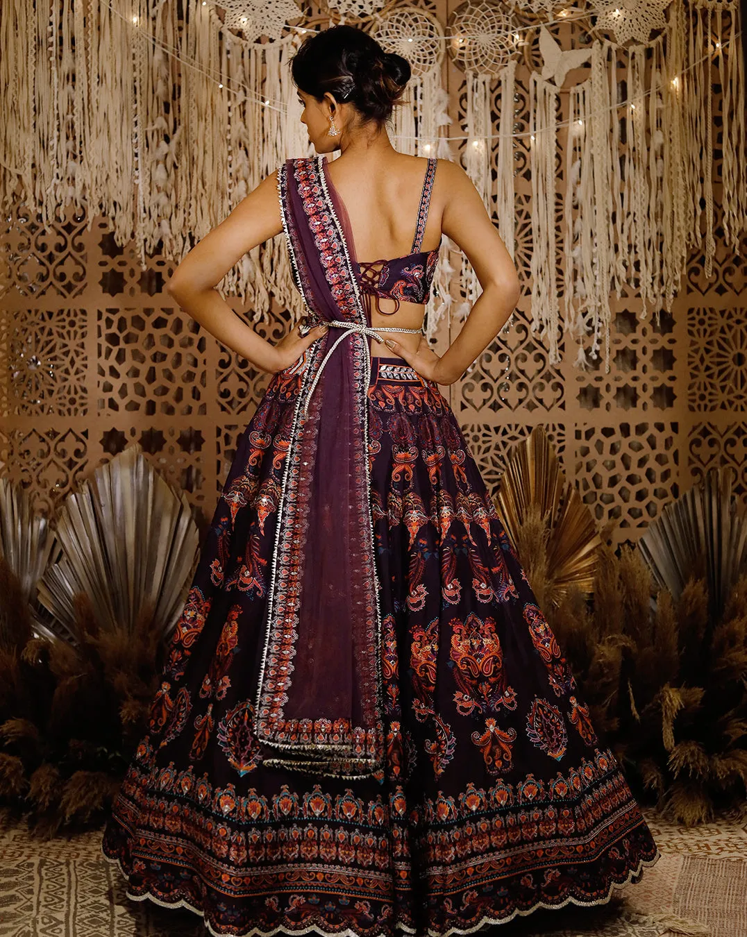 The Digital Purple Lehenga Set