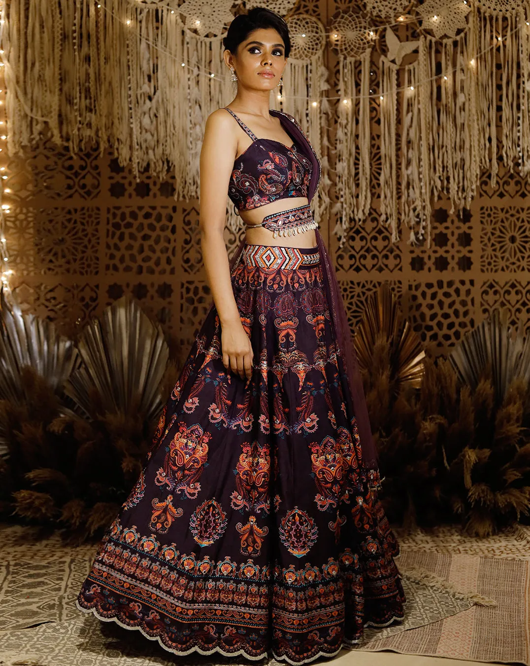 The Digital Purple Lehenga Set