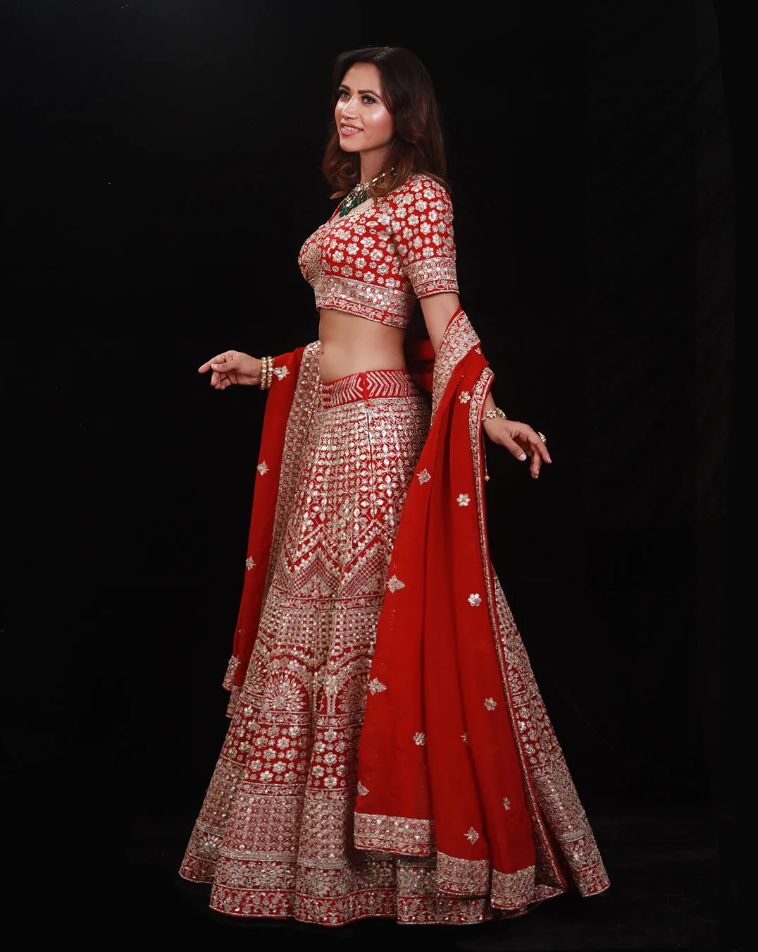 The Gota Red Lehenga