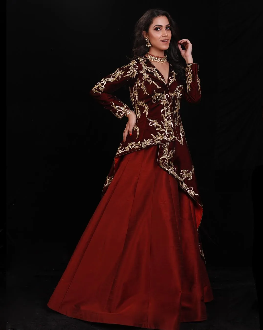 The Maroon Jacket Lehenga