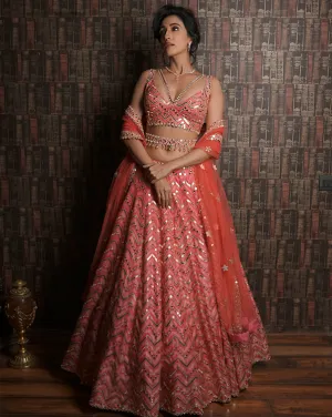 The Pink Chevron Lehenga