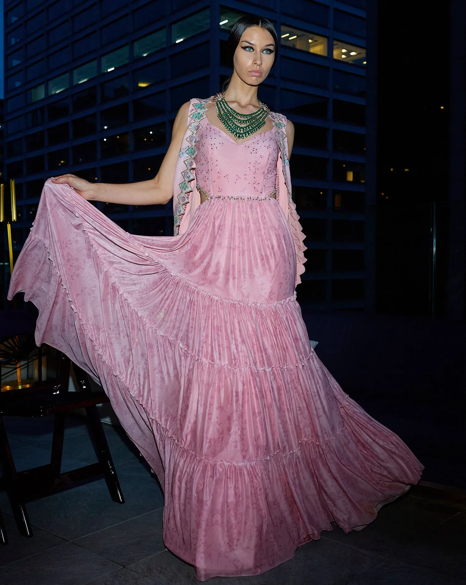 The Pink Floral Jacket Anarkali