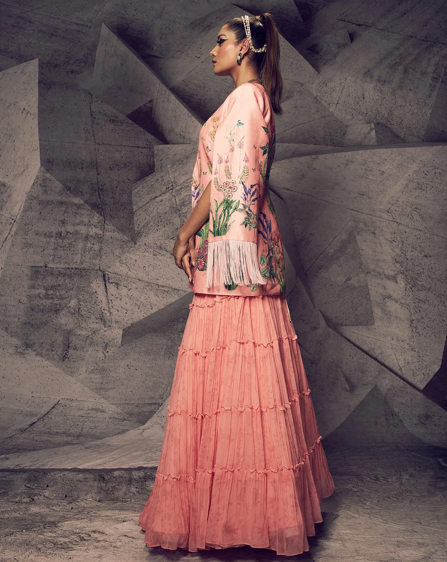 The Pink Floral Jacket Lehenga