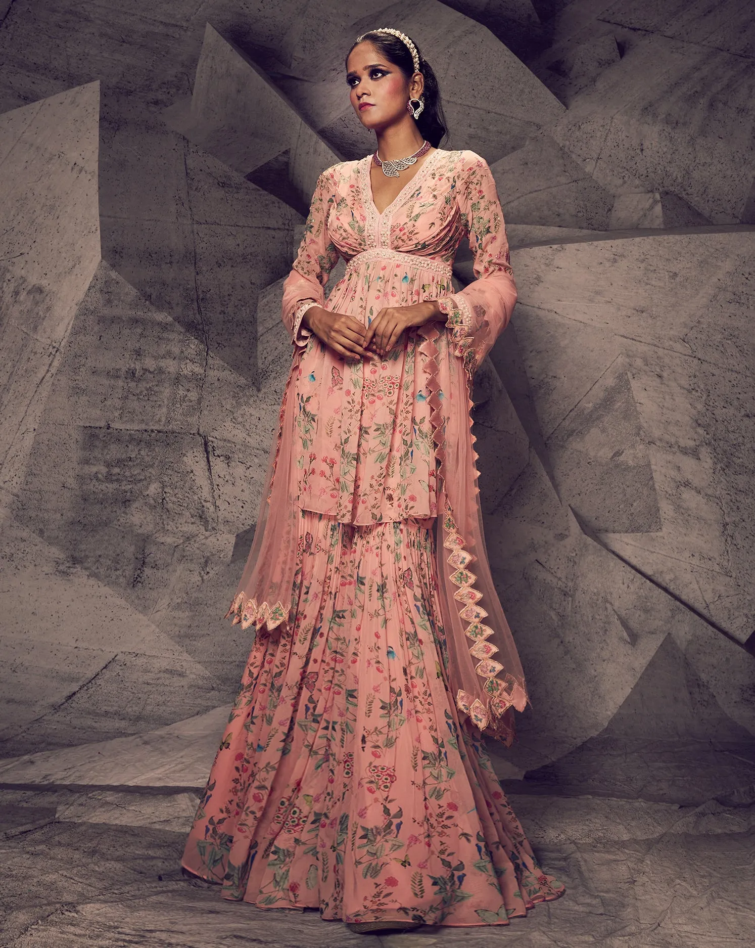 The Pink Floral Peplum Suit